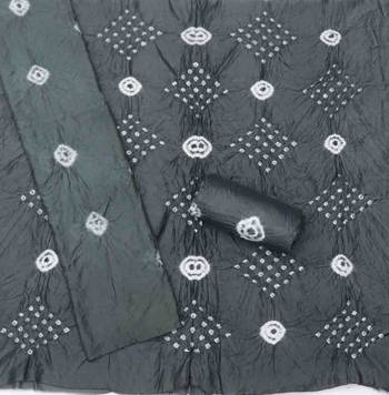 grey chanderi cotton bandhni unstitched dress material 4