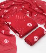 red chanderi cotton bandhni unstitched dress material