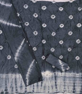 grey chanderi cotton bandhni unstitched dress material 4