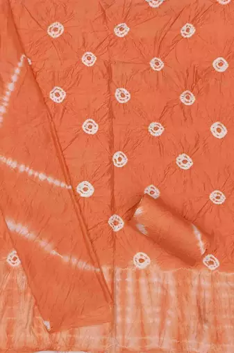 peach chanderi cotton bandhni unstitched dress material