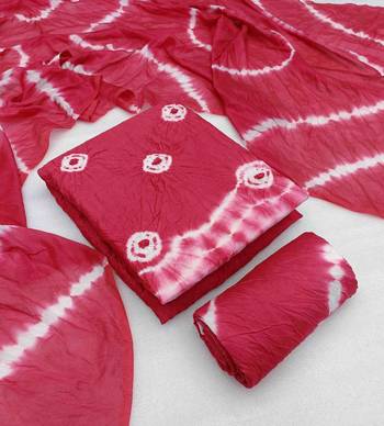 pink chanderi cotton bandhni unstitched dress material 1