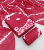 pink chanderi cotton bandhni unstitched dress material