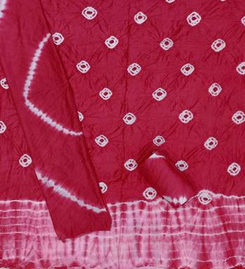 pink chanderi cotton bandhni unstitched dress material 4