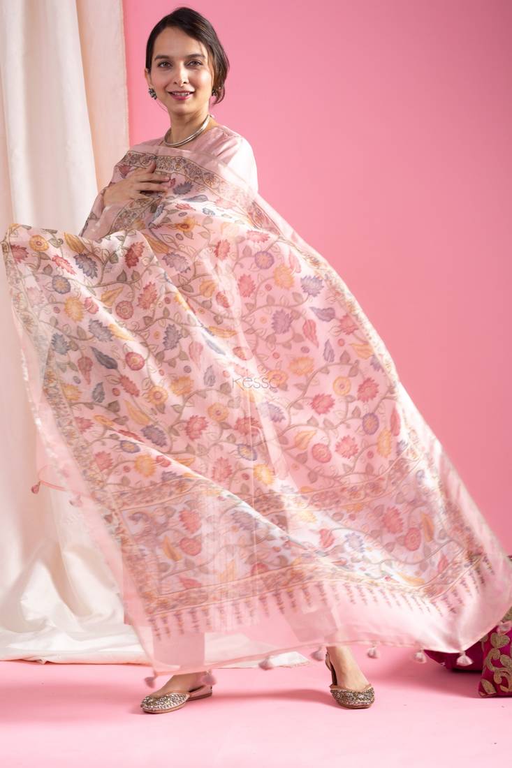 Beautiful Viscose Chanderi Fabric Straight Kurta, Pant and Dupatta Set