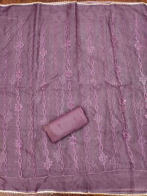 lavender barbaric silk embroidered work unstitched dress material 4