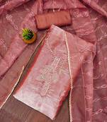 rust barbaric silk embroidered work unstitched dress material