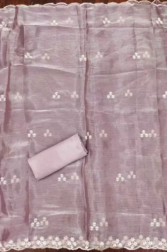 lavender barbaric silk embroidered work unstitched dress material