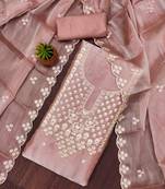 peach barbaric silk embroidered work unstitched dress material