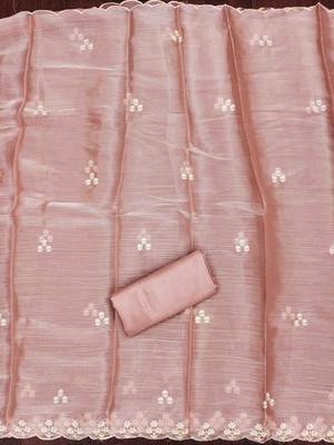peach barbaric silk embroidered work unstitched dress material 4