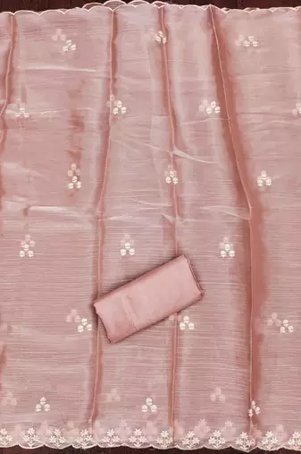 peach barbaric silk embroidered work unstitched dress material