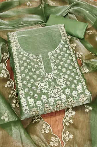 pista barbaric silk embroidered work unstitched dress material
