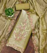 mehendi barbaric silk embroidered work unstitched dress material