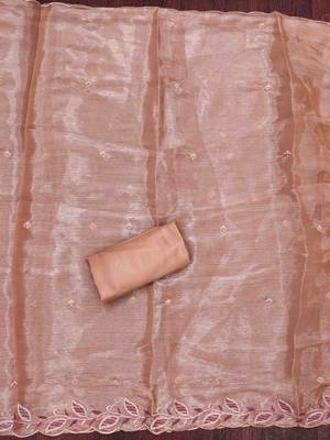peach barbaric silk embroidered work unstitched dress material 4