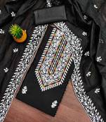 black modal hand work unstitched dress material