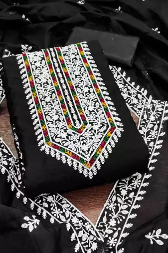 black modal hand work unstitched dress material