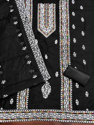 black modal hand work unstitched dress material 3