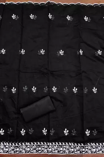 black modal hand work unstitched dress material