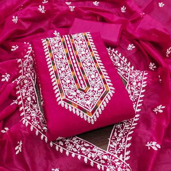 magenta modal hand work unstitched dress material 2