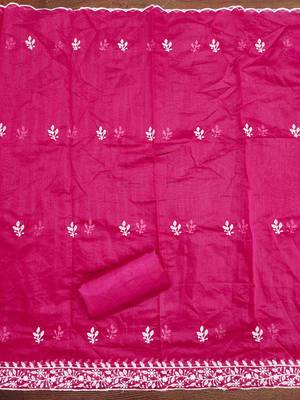 magenta modal hand work unstitched dress material 4