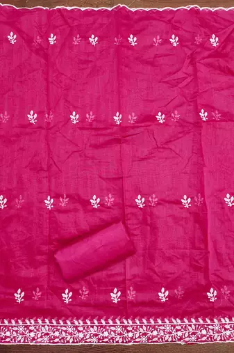 magenta modal hand work unstitched dress material
