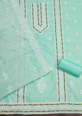 mint modal hand work unstitched dress material 3