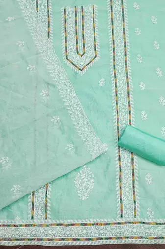 mint modal hand work unstitched dress material