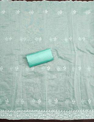 mint modal hand work unstitched dress material 4