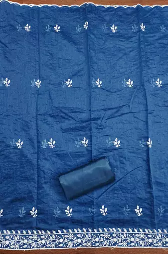 navy blue modal hand work unstitched dress material