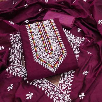 wine modal hand work unstitched dress material 2