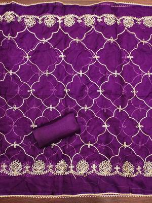 purple organza jcquard wowen design work unstitched dress material 4
