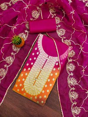 rani organza jcquard wowen design work unstitched dress material 1