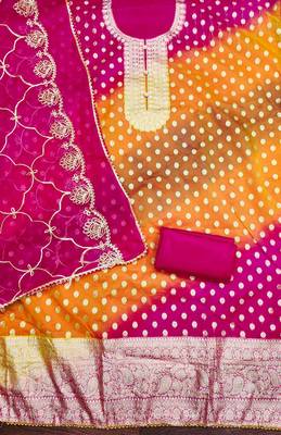rani organza jcquard wowen design work unstitched dress material 3