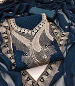 navy blue georgette zari embroidered work unstitched dress material