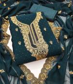 teal georgette jarkan work unstitched dress material