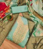 mint organza jacquard swaroski work work unstitched dress material