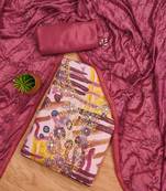 maroon premium cotton embroidered work unstitched dress material