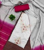 grey coco silk zari embroidered work unstitched dress material