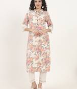 pink floral printed cotton kurta