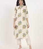 green floral printed cotton kurta