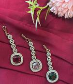 American diamond white stone maang tikka for women and girls