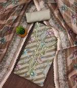 mehndi organza emebllished unstitched dress material