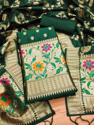 Pure zari soft banarasi silk 3pc dress material 1
