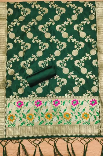 Pure zari soft banarasi silk 3pc dress material