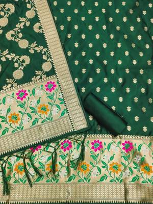 Pure zari soft banarasi silk 3pc dress material 4
