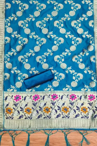 Pure zari soft banarasi silk 3pc dress material