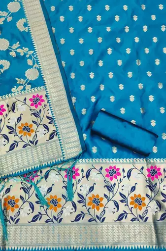 Pure zari soft banarasi silk 3pc dress material