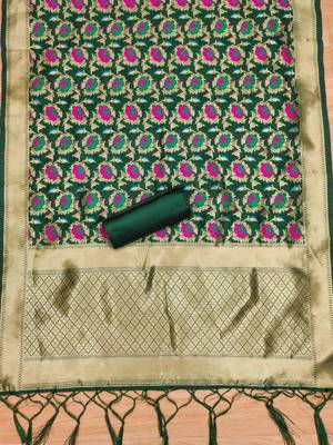 Pure zari soft banarasi silk 3pc dress material 2
