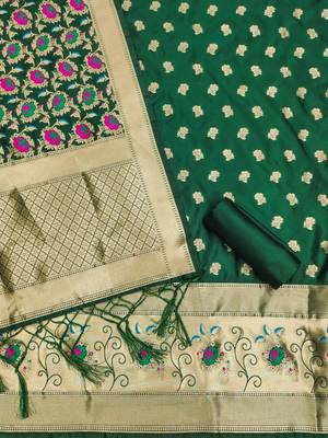 Pure zari soft banarasi silk 3pc dress material 4