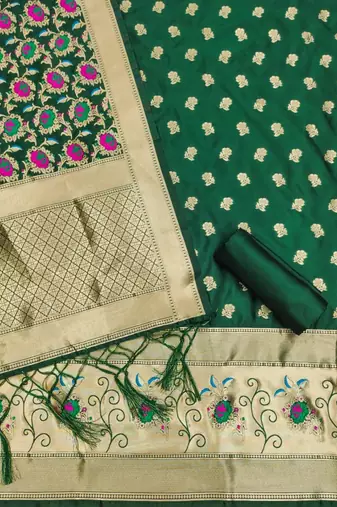 Pure zari soft banarasi silk 3pc dress material