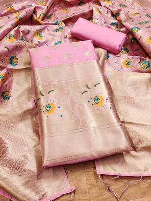 Pure zari soft banarasi silk 3pc dress material 1